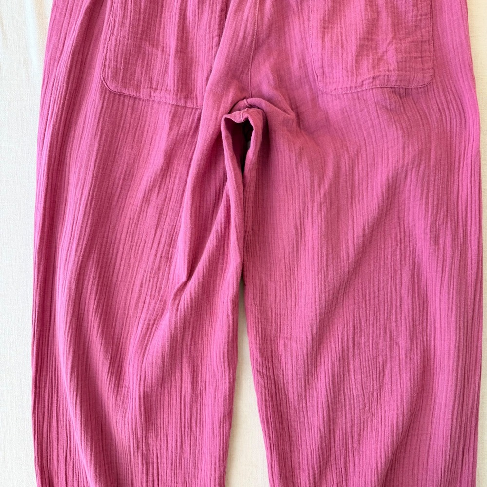 prAna Hideaways Pants M Berry Pink Cotton Gauze Lagenlook Barrel Boho Coastal - Picture 10 of 14